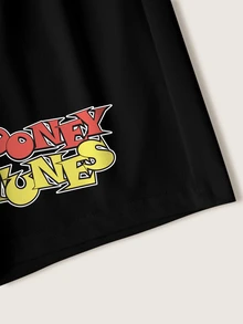 LOONEY TUNES X SHEIN Young Boy Crew Neck Short Sleeve T-Shirt And Shorts Casual Set - White - View 6