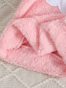 SHEIN 2件組幼兒女童連帽褲套裝 可愛粉色白色雲朵刺繡 羊羔絨長袖連帽加厚款 生日派對 秋冬聖誕假期毛絨款 - 彩色 - 查看 8