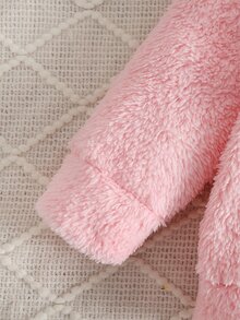 SHEIN 2件組幼兒女童連帽褲套裝 可愛粉色白色雲朵刺繡 羊羔絨長袖連帽加厚款 生日派對 秋冬聖誕假期毛絨款 - 彩色 - 查看 9