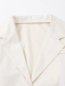 Jaket Lengan Panjang Warna Polos Kasual Serbaguna untuk Pemakaian Sehari-hari Remaja Perempuan - Krem - View 3