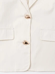 Jaket Lengan Panjang Warna Polos Kasual Serbaguna untuk Pemakaian Sehari-hari Remaja Perempuan - Krem - View 6