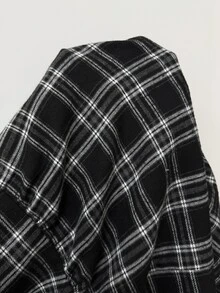 Solflare 大尺碼女款格紋百褶休閒軟挺 90 年代風 百搭日常穿著 正式裙 適合早午餐、音樂會 黑白配色 秋季 - 彩色 - 查看 7
