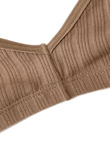 Ocili 100% Cotton Ribbed Comfortable Basic Minimalist Underwear, EasyComfort ChicAutumnCasual Women's Bra - Khaki - View 9