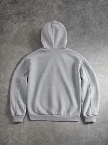 SHEIN 1件青少年男孩極簡街頭風小刺繡圖案套頭針織衛衣，舒適面料，獨特版型，秋冬新款，適合多種場合 - 灰色 - 查看 2