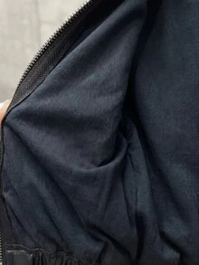 SHEIN 青少年女孩黑色翻領純色PU皮革夾克，短版休閒街頭風，酷感街頭風運動騎行拉鍊外套，百搭秋季外套 - 黑色 - 查看 8