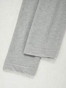 SHEIN 女童休閒運動修身長袖T恤＋彈性腰寬腿鬆身長褲 2件套，校園職場風，灰色、海軍藍，寒冷天氣適用 - 灰色 - 查看 6