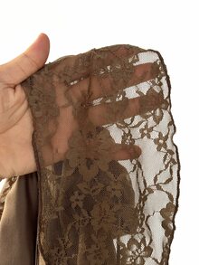 Maweii Plus Size Coffee Brown Vintage Lace Spaghetti Strap Spaghetti Strap American Hot Girl Asymmetric Ruffle Deep V-Neck Top - Brown - View 5
