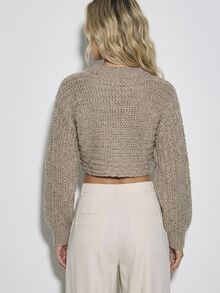 ATUI Studio Sweater Pendek Warna Polos Kasual Musim Gugur - Grey - View 4