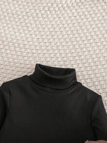 SHEIN 女童 3 件組 純色針織立領修身休閒 T 恤套裝 - 彩色 - 查看 6