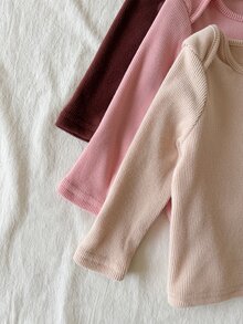 Loomiva 新生兒嬰兒 6 件套裝 裝飾編織標籤針織軟綿圓領長袖套頭上衣＋鬆緊腰長褲 - 粉色 - 查看 4