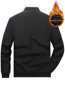 Manfinity Homme Men's Thermal Lined Long Sleeve Zipper Jacket With Pockets, Holiday Gift - Black - View 6