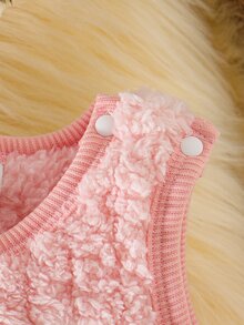 SHEIN 新生女嬰秋冬套裝，可愛卡通刺繡熊毛絨連身褲，3件式外出套裝 - 彩色 - 查看 6