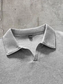 FeverCity Men Solid V-Collar Drop Shoulder Sweatshirt - Grey - View 4