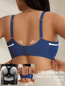 EasyFave 1pc Plus Size Women's Bra With Soft Cup, Supportive & Lift,Wire-Free - Teal Blue - View 2