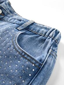 SHEIN Explorewe Tween Girl 1pc High Waist Wide Leg Jeans - Medium Wash - View 8