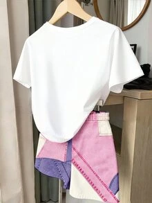 Tween Girls Digital Diamond Pattern Short Sleeve & Shorts Set, Casual Comfortable Autumn/Winter Outfit,Back To Schoo,Holidays,Colorful - Multicolor - View 2