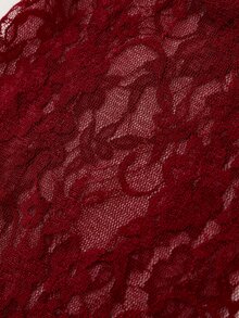 EgrlEra Women's Summer Sexy Solid Color Contrast Lace See-Through Bandeau Top Y2K  - Maroon - View 6