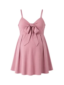 SHEIN Spring/Summer Elegant Casual Maternity Mystical Tie-Strap Maternity Tank Top Photoshoot Fuchsia Pink Formal - Dusty Pink - View 6