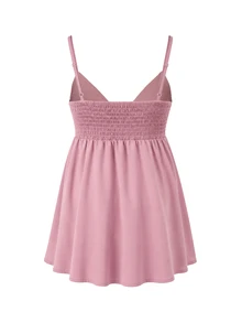 SHEIN Spring/Summer Elegant Casual Maternity Mystical Tie-Strap Maternity Tank Top Photoshoot Fuchsia Pink Formal - Dusty Pink - View 2