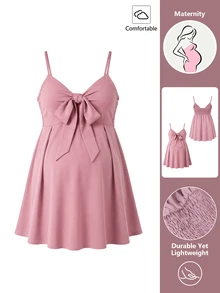 SHEIN Spring/Summer Elegant Casual Maternity Mystical Tie-Strap Maternity Tank Top Photoshoot Fuchsia Pink Formal - Dusty Pink - View 10