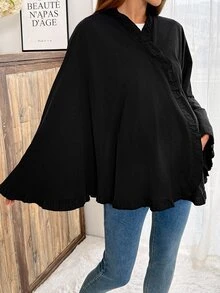 Slowluna Maternity Autumn Casual Solid Color Cape Nursing Jacket Fall - Black - View 3