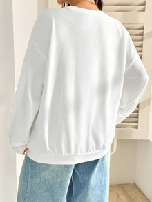 SHEIN Maternity Letter Print Nursing Function Long Sleeve Sweatshirt Winter - White - View 2