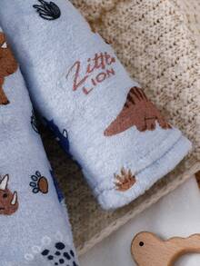1pc Newborn Knitted Comfortable Soft Double-Sided Fleece Full Print Cute Playful Pattern Loungewear - Multicolor - View 6