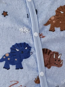 1pc Newborn Knitted Comfortable Soft Double-Sided Fleece Full Print Cute Playful Pattern Loungewear - Multicolor - View 8