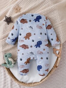 1pc Newborn Knitted Comfortable Soft Double-Sided Fleece Full Print Cute Playful Pattern Loungewear - Multicolor - View 3