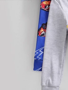 [6 Sets Randomly Send 2 Sets]Young Boys Pajamas Cartoon Car Print Long Sleeve Long Pants Knit Snug Fit Sleepwear Loungewear Set - Multicolor - View 5