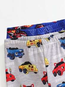 [6 Sets Randomly Send 2 Sets]Young Boys Pajamas Cartoon Car Print Long Sleeve Long Pants Knit Snug Fit Sleepwear Loungewear Set - Multicolor - View 6