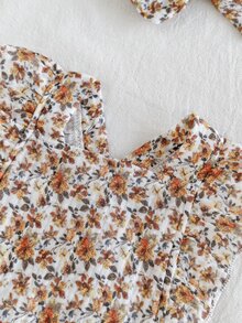 Vintaside Kids 新生兒夏季無袖休閒簡約花卉印花連身褲，適合休閒時光或戶外購物穿著 - 彩色 - 查看 8