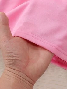 Genkimix Kids 女童休閒兩件套 深綠色領口上衣 粉色身片對比袖 清新層次蝴蝶結印花長褲 白色條紋織帶 秋季 7歲生日禮物 - 藏蓝色 - 查看 7