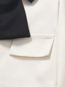 SHEIN Elladie kids 女童春秋返校學院風大蝴蝶結裝飾西裝外套寬腿褲套裝，時尚休閒套裝穿搭，7歲生日婚禮生日適用 - 白色 - 查看 5