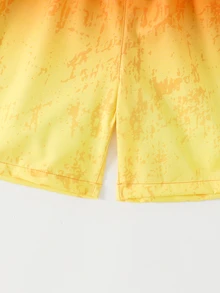 SHEIN Tween Boy Gradient Print Beach Shorts - Orange - View 5