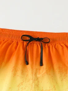SHEIN Tween Boy Gradient Print Beach Shorts - Orange - View 4