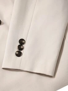 Manfinity Mode 男士翻領雙排扣西裝外套與長褲套裝，正式風，老錢風 - 彩色 - 查看 4