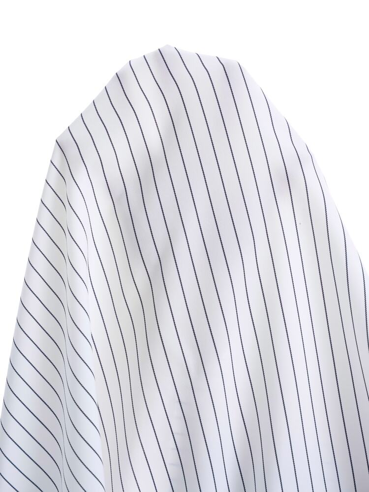 TOKVUE Men's Casual White Letter Print Striped Long Sleeve Shirt, Autumn Style, College Style - White - View 8