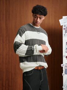 TOKVUE Fashion Men's Striped Drop Shoulder Long Sleeve Casual Sweater - Multicolor - View 5