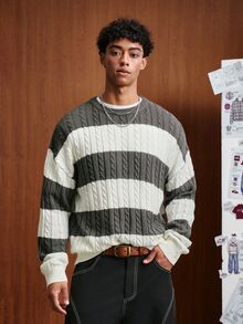 TOKVUE Fashion Men's Striped Drop Shoulder Long Sleeve Casual Sweater - Multicolor - View 4