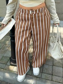 Rivivi 大尺碼女款條紋印花牛仔褲 - 彩色 - 查看 7