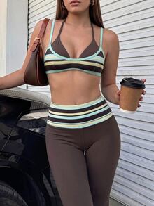 Dewbera Dewbera Women's 2026 New Casual Sports Tight-Fitting Outdoor Striped Tank Top - Multicolor - View 3