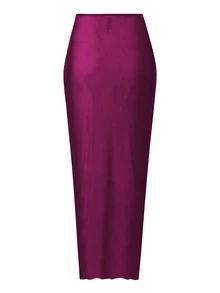 Vaytide Women Burgundy Bandeau Swimwear, Swim Shorts & Mesh Maxi Skirt 3pcs Set, Pink Summer Casual Tropical Beach Holiday Vacation Holiday Elegant Swimwear - Purple - View 8