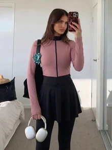 SHEIN Unity Middle East Women's 2 Pieces Color Block Skirt & Long Sleeve Pants Sports Set - Multicolor - View 2