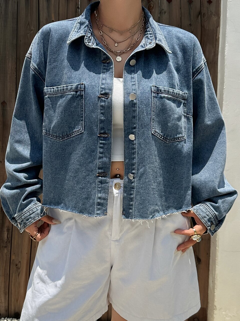 Dazy Plus Plus Size Women's New Graduation Season Loose Casual Long Sleeve Spring/Autumn Blue Denim Jacket