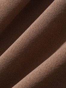Livesso Autumn Stand Collar Long Sleeve Elastic Waist Color Block Knit Fabric Brown Sporty Casual Style Women 2 Pieces Set - Brown - View 7