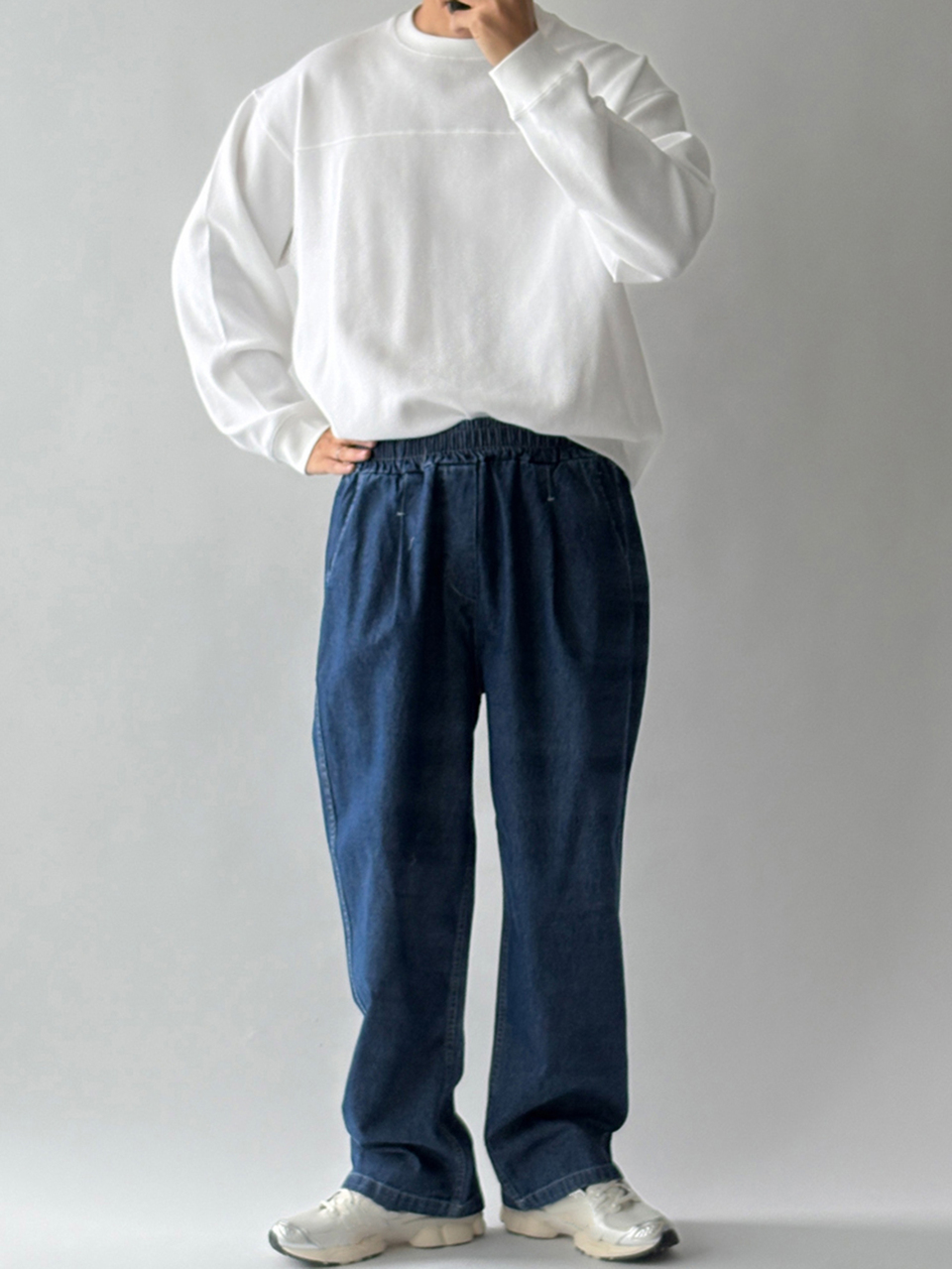 Spring/Autumn Solid White Waffle Texture Cuffed Sleeve Design Men's T-Shirt