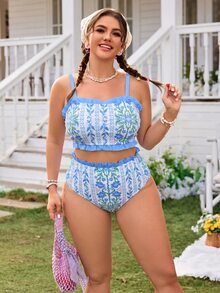 Swim Mod 女款春夏細肩帶休閒短褲海灘度假大尺碼泳裝套裝 白色 - 彩色 - 查看 1