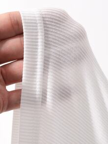 Dazy Plus Solid Color Contrast Lace Bow Decor Fitted Long Sleeve White Spring/Autumn T-Shirt - White - View 3