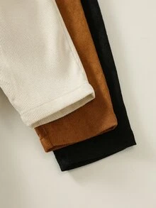 SHEIN 3件組男嬰休閒秋冬純色百搭燈芯絨長褲，百搭長褲多件裝 - 彩色 - 查看 6